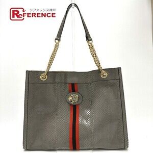 Gucci Sherry Line Raja Tiger Head Shoulder Bag Chain Tote Gray Leather